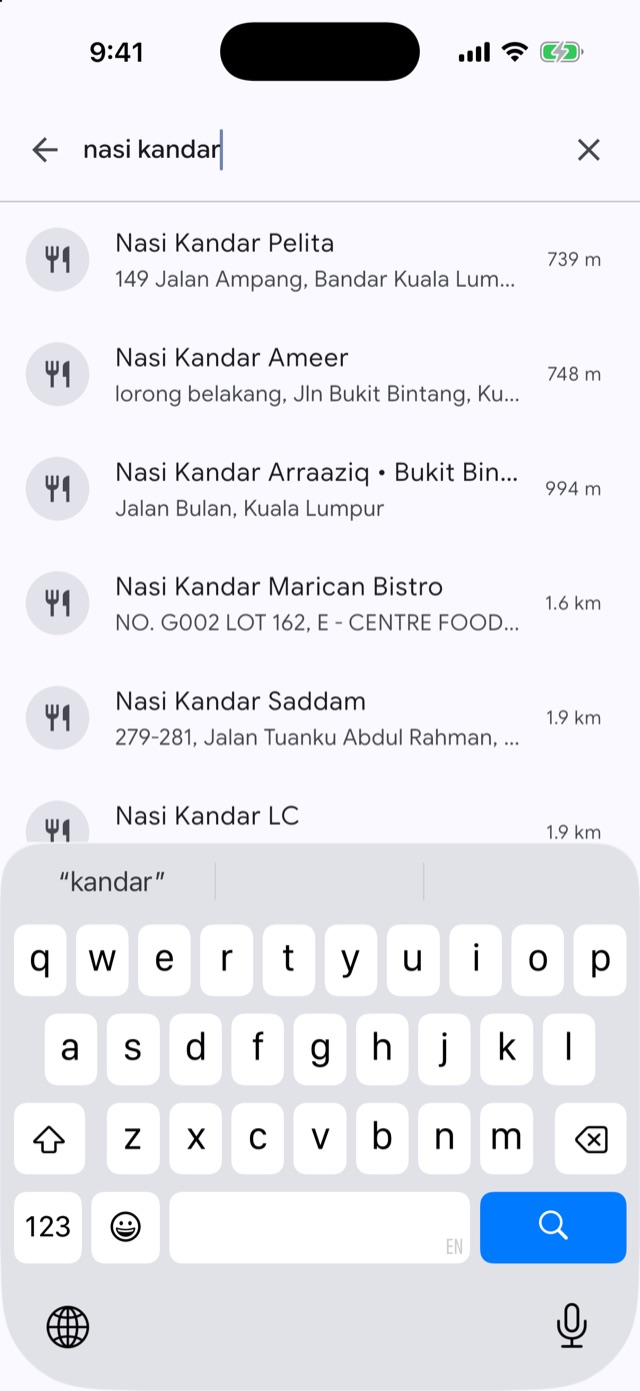 Search results for nasi kandar, nearest first, with distances